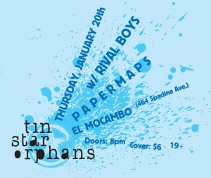 Poster for Papermaps live with Tin Star Orphans and Rival Boys